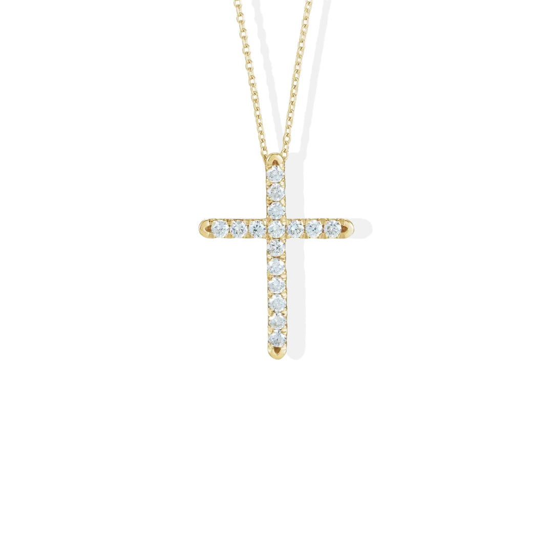 French Pave Set 1/2 Ct. Cross Necklace