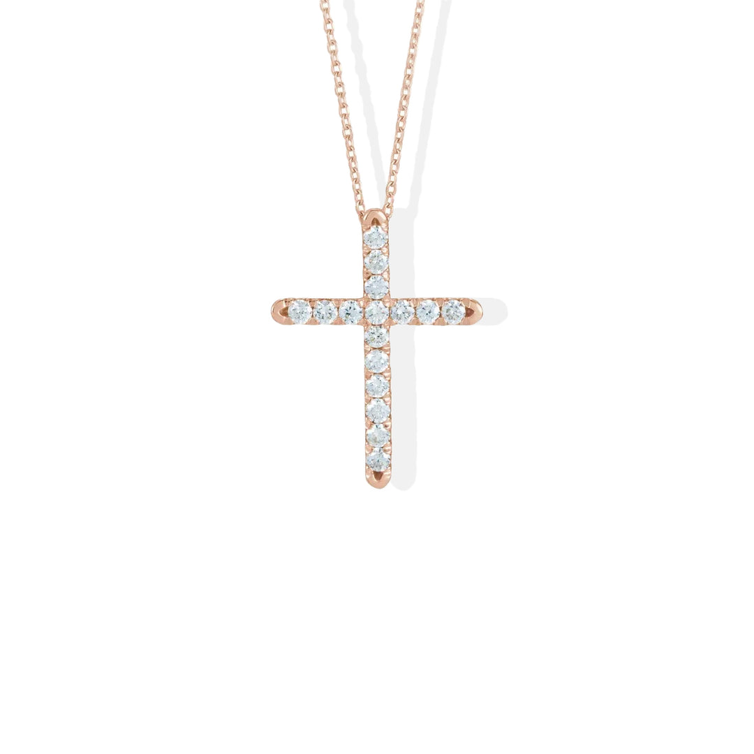 French Pave Set 1/2 Ct. Cross Necklace